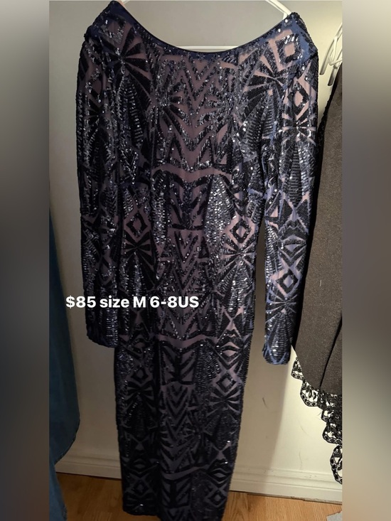 Dresses & Skirts - Sequined Navy Long Sleeve Bodycon Dress